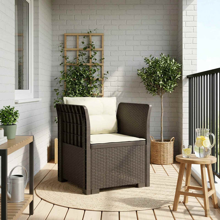 Fotoliu cu 1 Loc cu Perne Aspect Rattan PP Gri deschis WALTI