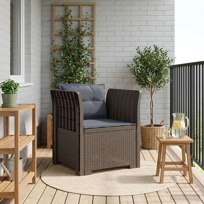 Fotoliu cu 1 Loc cu Perne Aspect Rattan PP Gri deschis WALTI