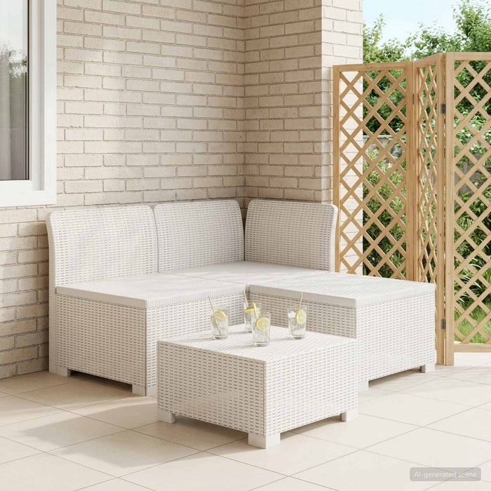 Canapea pentru Grădină cu 3 Locuri Aspect Rattan PP Alb WALTI
