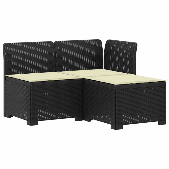 Sofa de grădină cu 3 locuri, cu perne, aspect de rattan PP WALTI