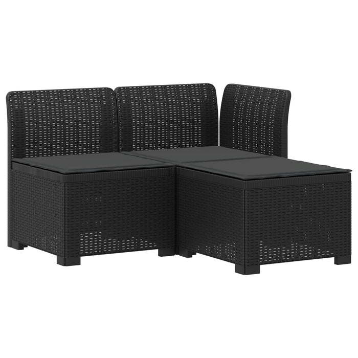 Sofa de grădină cu 3 locuri, cu perne, aspect de rattan PP WALTI