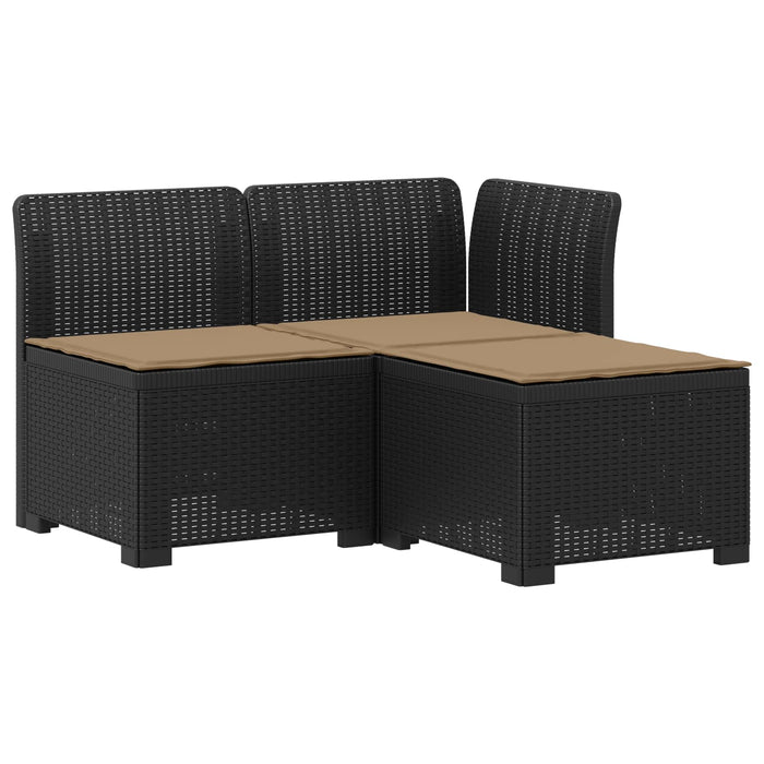 Sofa de grădină cu 3 locuri, cu perne, aspect de rattan PP WALTI