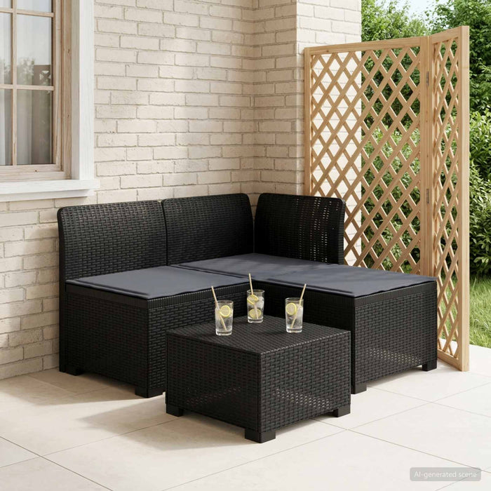 Sofa de grădină cu 3 locuri, cu perne, aspect de rattan PP WALTI