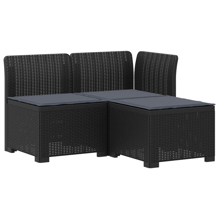 Sofa de grădină cu 3 locuri, cu perne, aspect de rattan PP WALTI