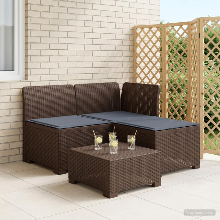 Sofa de grădină cu 3 locuri, cu perne, aspect de rattan PP Maro WALTI