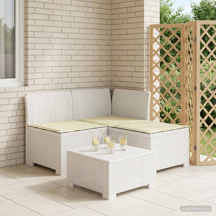 Sofa de grădină cu 3 locuri, cu perne, aspect de rattan PP Alb WALTI
