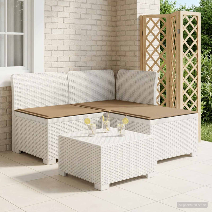 Sofa de grădină cu 3 locuri, cu perne, aspect de rattan PP Alb WALTI