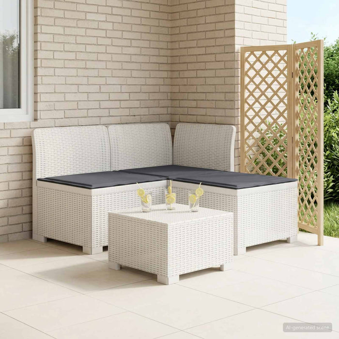 Sofa de grădină cu 3 locuri, cu perne, aspect de rattan PP Alb WALTI