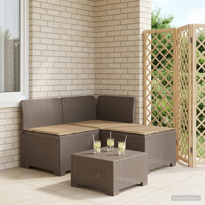 Sofa de grădină cu 3 locuri, cu perne, aspect de rattan PP WALTI