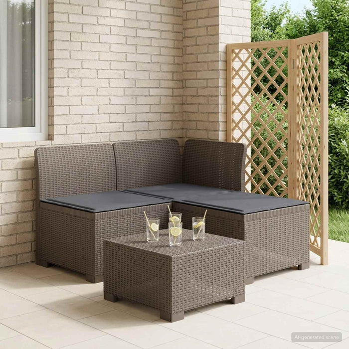 Sofa de grădină cu 3 locuri, cu perne, aspect de rattan PP WALTI