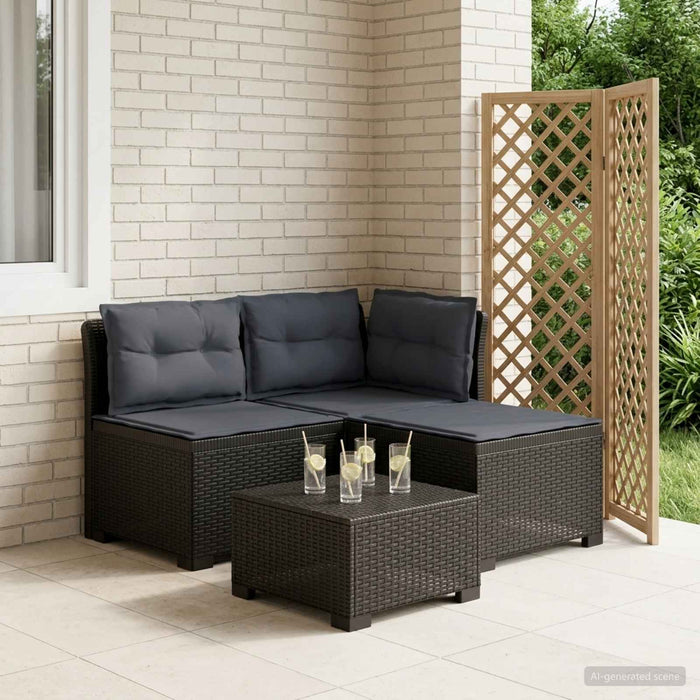 Sofa de grădină cu 3 locuri, cu perne, aspect de rattan PP WALTI