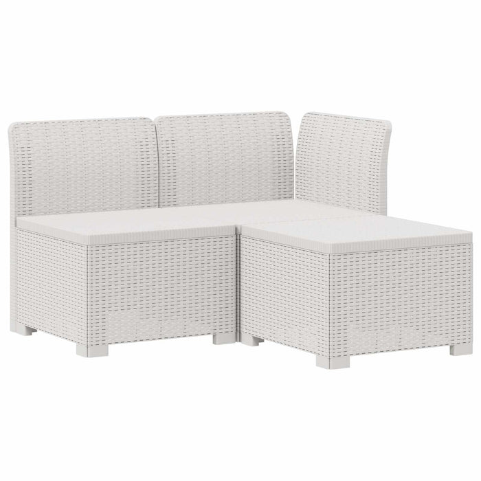 Sofa de grădină cu 3 locuri, cu perne, aspect de rattan PP Alb WALTI