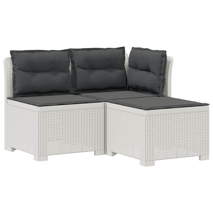 Sofa de grădină cu 3 locuri, cu perne, aspect de rattan PP Alb WALTI
