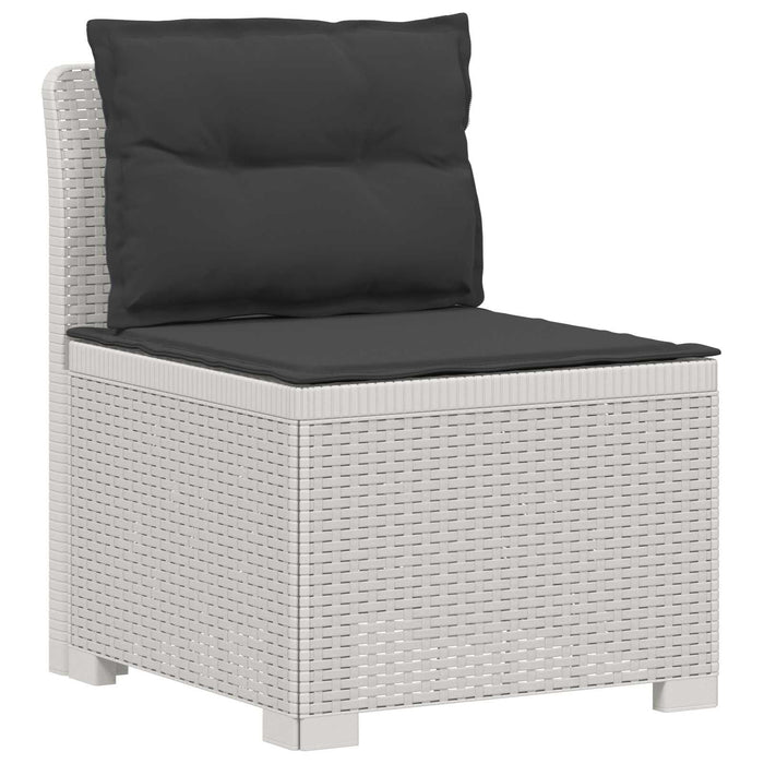 Sofa de grădină cu 3 locuri, cu perne, aspect de rattan PP Alb WALTI