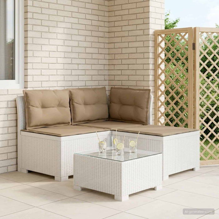 Sofa de grădină cu 3 locuri, cu perne, aspect de rattan PP Alb WALTI
