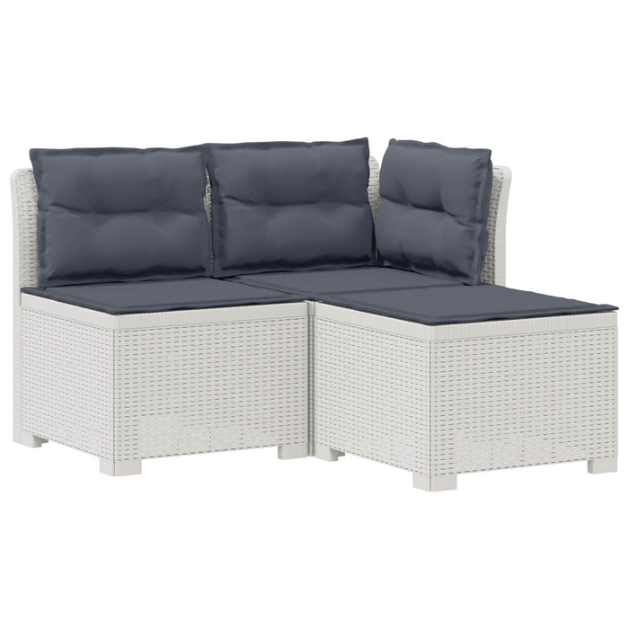 Sofa de grădină cu 3 locuri, cu perne, aspect de rattan PP Alb WALTI