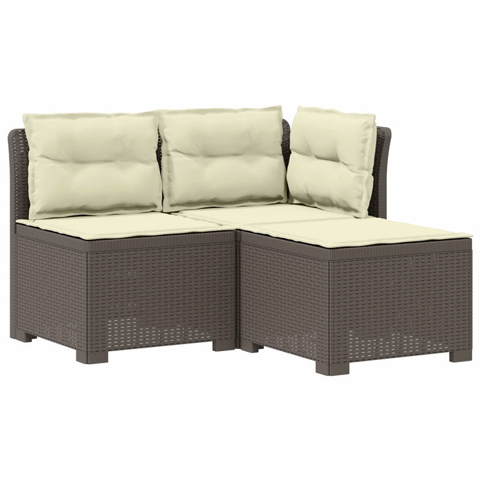 Sofa de grădină cu 3 locuri, cu perne, aspect de rattan PP WALTI