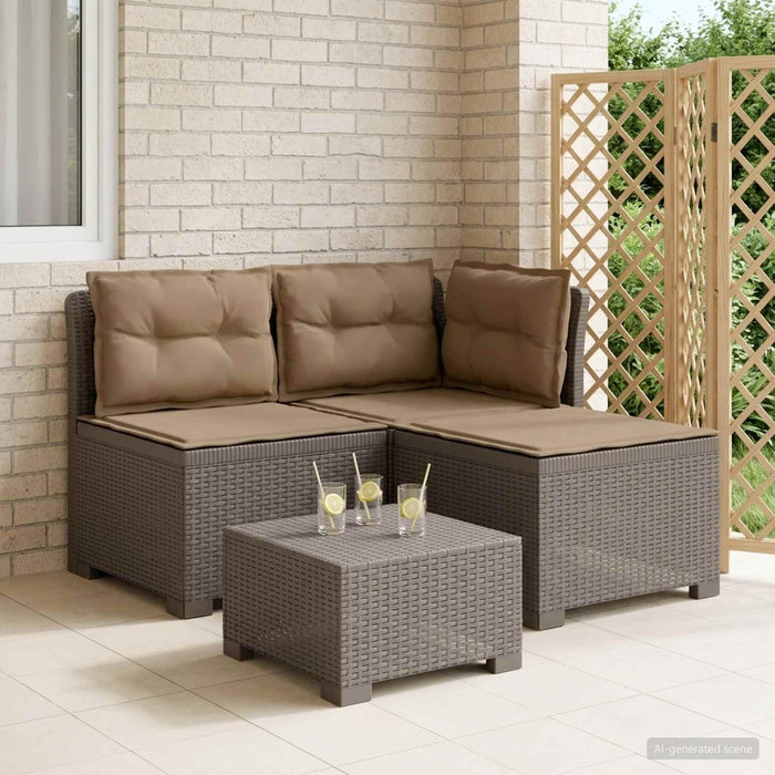 Sofa de grădină cu 3 locuri, cu perne, aspect de rattan PP WALTI