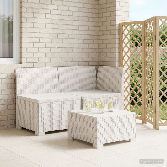 Canapea de Grădină cu 2 Locuri Aspect Rattan PP Alb WALTI
