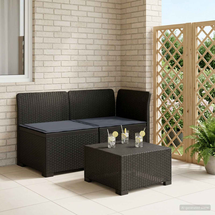 Canapea de Grădină cu 2 Locuri cu Perne Aspect Rattan PP WALTI