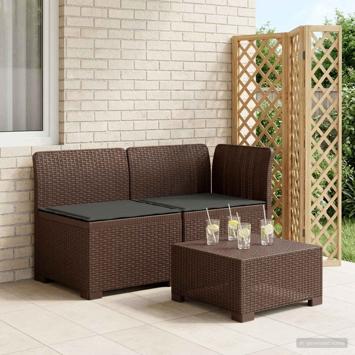 Canapea de Grădină cu 2 Locuri cu Perne Aspect Rattan PP Maro WALTI