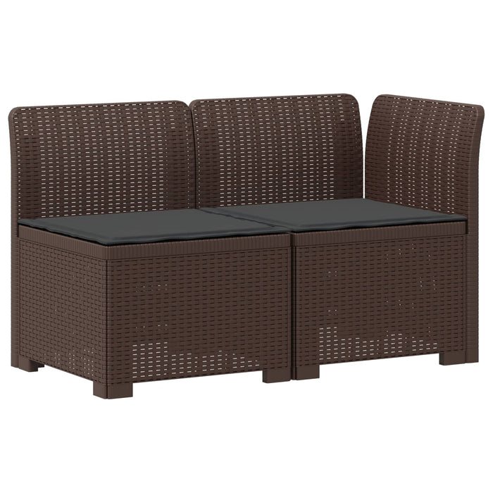 Canapea de Grădină cu 2 Locuri cu Perne Aspect Rattan PP Maro WALTI