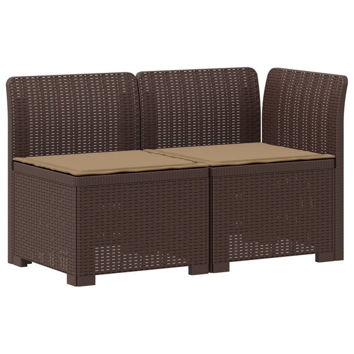 Canapea de Grădină cu 2 Locuri cu Perne Aspect Rattan PP Maro WALTI