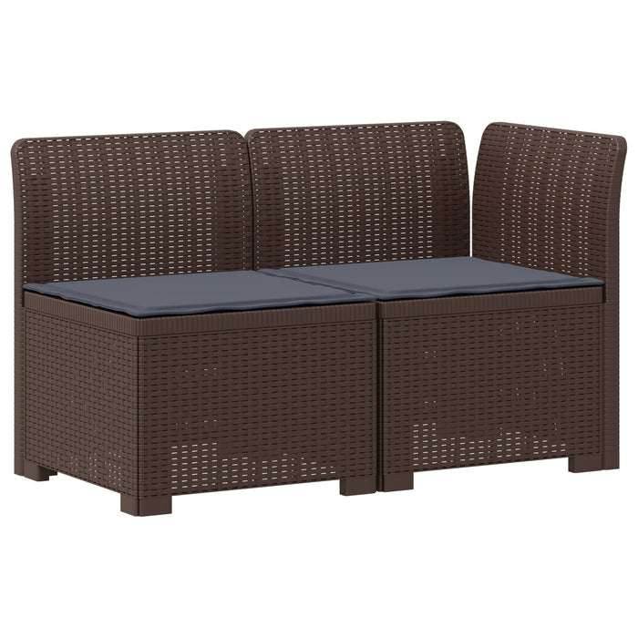 Canapea de Grădină cu 2 Locuri cu Perne Aspect Rattan PP Maro WALTI
