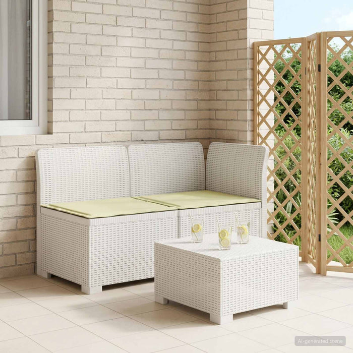 Canapea de Grădină cu 2 Locuri cu Perne Aspect Rattan PP Alb WALTI