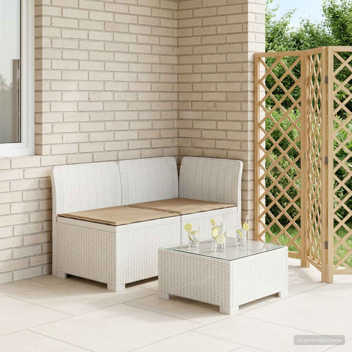 Canapea de Grădină cu 2 Locuri cu Perne Aspect Rattan PP Alb WALTI