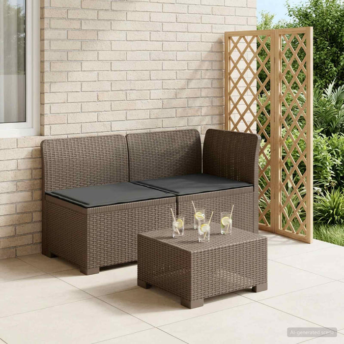Canapea de Grădină cu 2 Locuri cu Perne Aspect Rattan PP WALTI