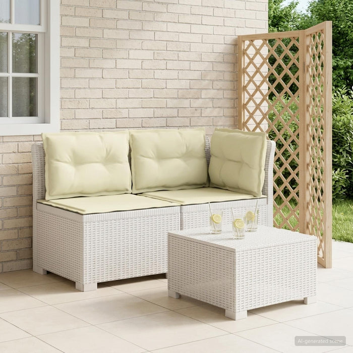 Canapea de Grădină cu 2 Locuri cu Perne Aspect Rattan PP Alb WALTI