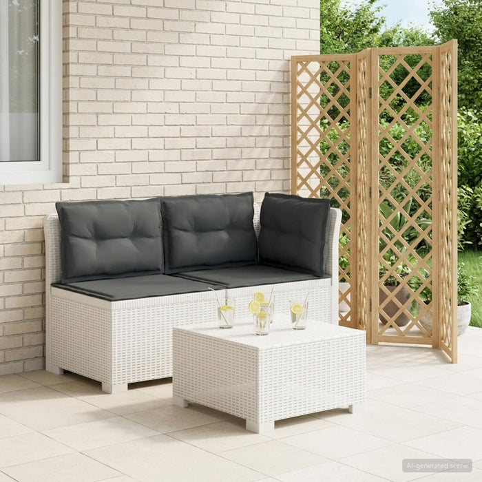 Canapea de Grădină cu 2 Locuri cu Perne Aspect Rattan PP Alb WALTI
