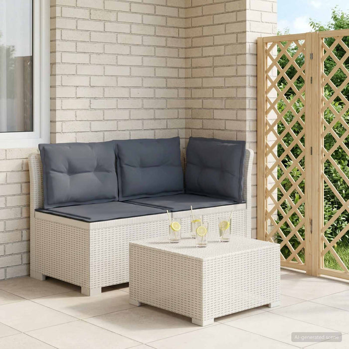 Canapea de Grădină cu 2 Locuri cu Perne Aspect Rattan PP Alb WALTI