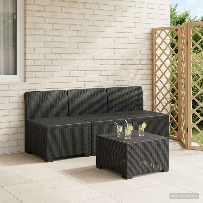 Canapea pentru Grădină cu 3 Locuri Aspect Rattan PP Antracit WALTI
