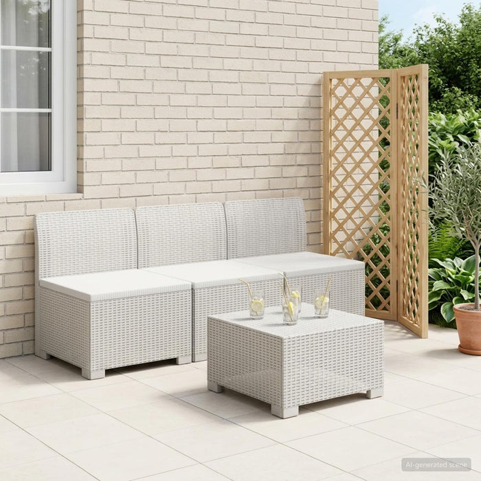 Canapea pentru Grădină cu 3 Locuri Aspect Rattan PP Alb WALTI