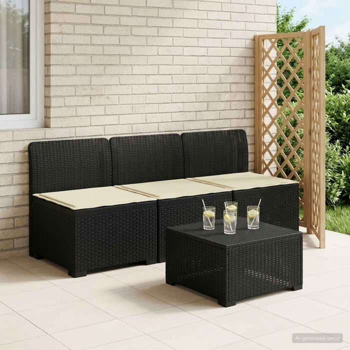 Sofa de grădină cu 3 locuri, cu perne, aspect de rattan PP WALTI