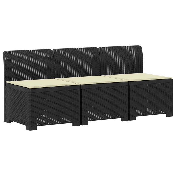 Sofa de grădină cu 3 locuri, cu perne, aspect de rattan PP WALTI