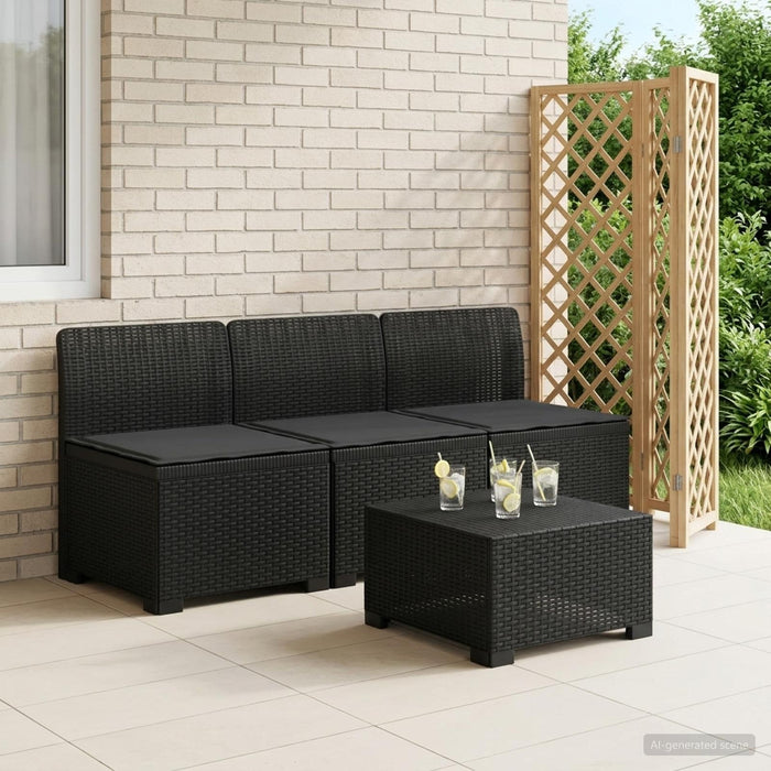 Sofa de grădină cu 3 locuri, cu perne, aspect de rattan PP WALTI