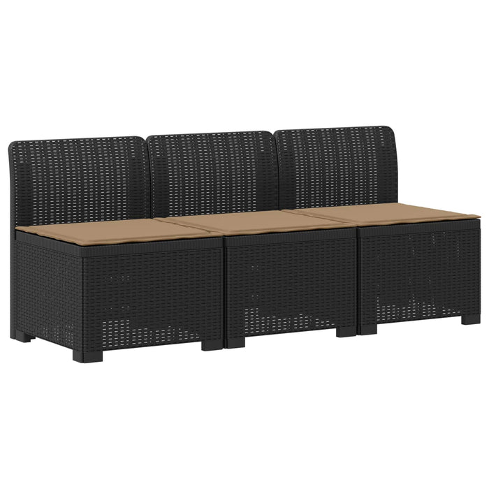 Sofa de grădină cu 3 locuri, cu perne, aspect de rattan PP WALTI