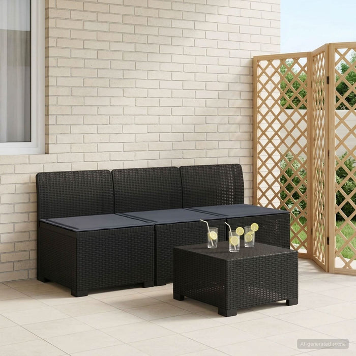 Sofa de grădină cu 3 locuri, cu perne, aspect de rattan PP WALTI