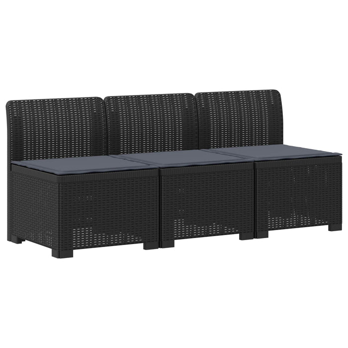 Sofa de grădină cu 3 locuri, cu perne, aspect de rattan PP WALTI