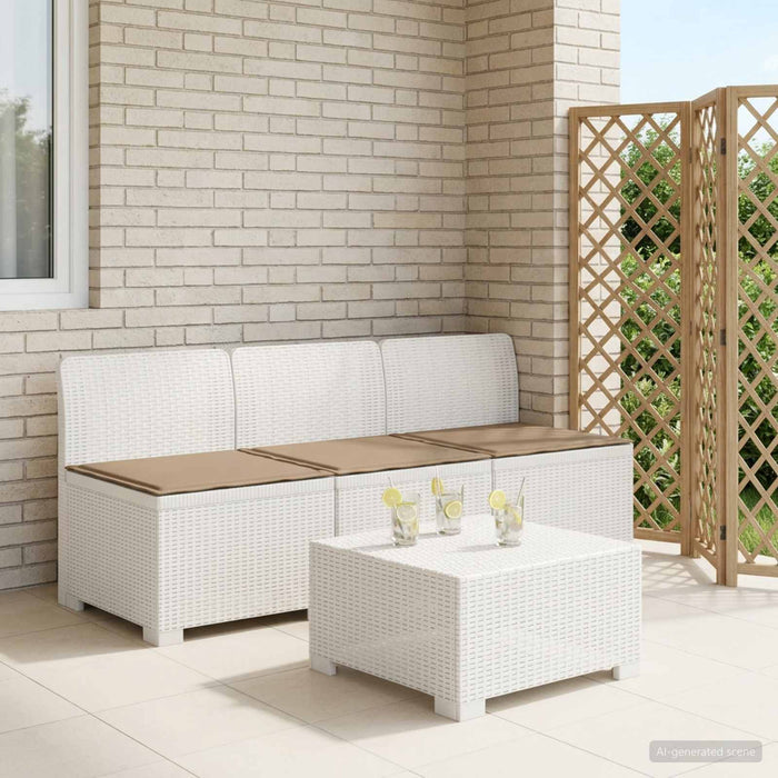 Sofa de grădină cu 3 locuri, cu perne, aspect de rattan PP Alb WALTI
