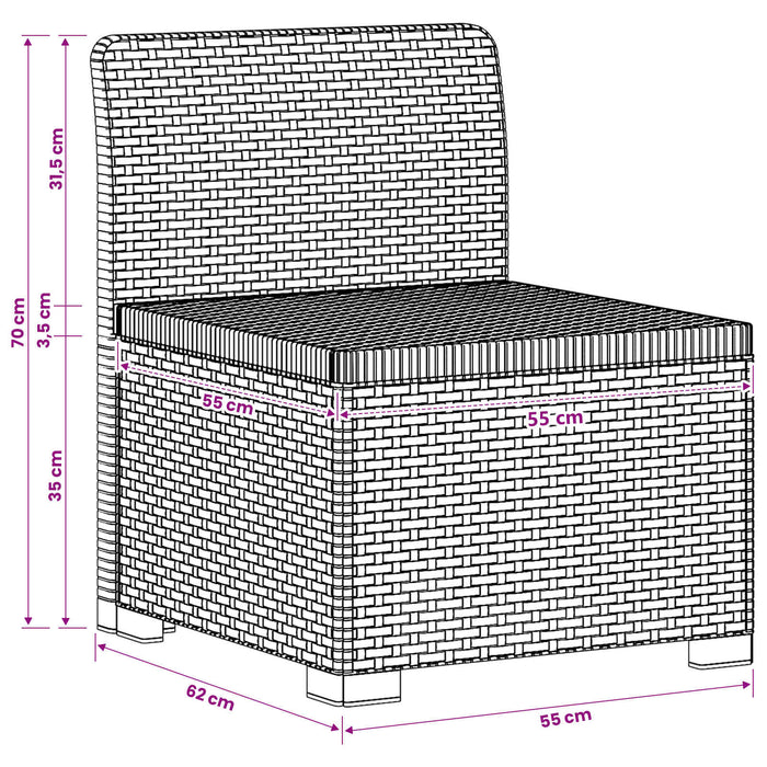 Sofa de grădină cu 3 locuri, cu perne, aspect de rattan PP Alb WALTI