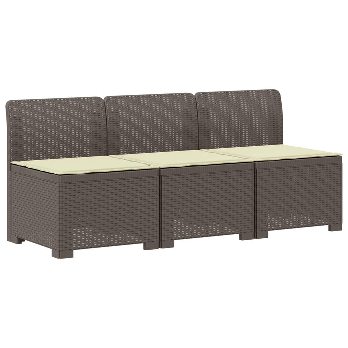 Sofa de grădină cu 3 locuri, cu perne, aspect de rattan PP WALTI