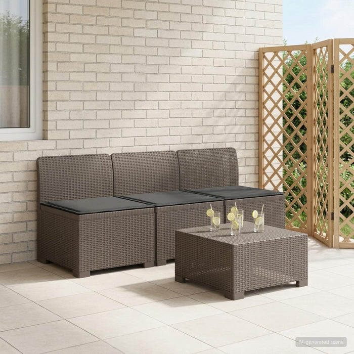 Sofa de grădină cu 3 locuri, cu perne, aspect de rattan PP WALTI