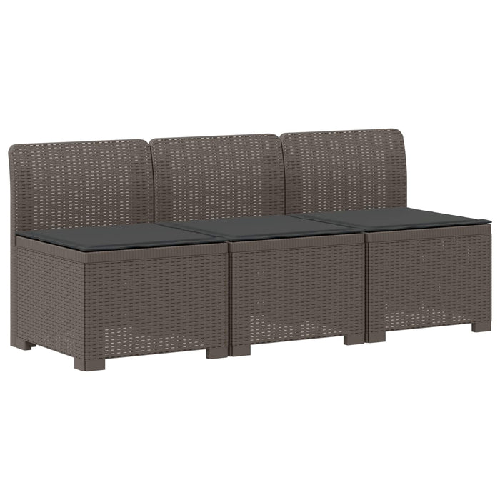 Sofa de grădină cu 3 locuri, cu perne, aspect de rattan PP WALTI