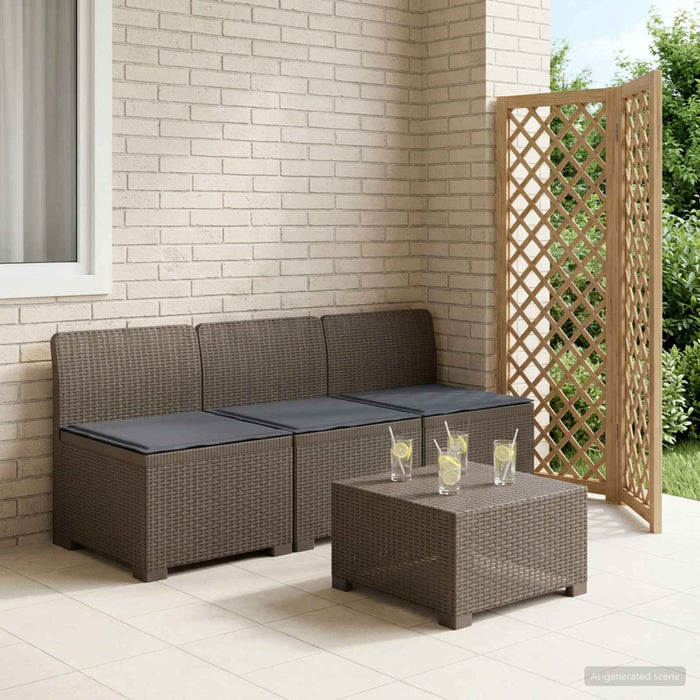 Sofa de grădină cu 3 locuri, cu perne, aspect de rattan PP WALTI