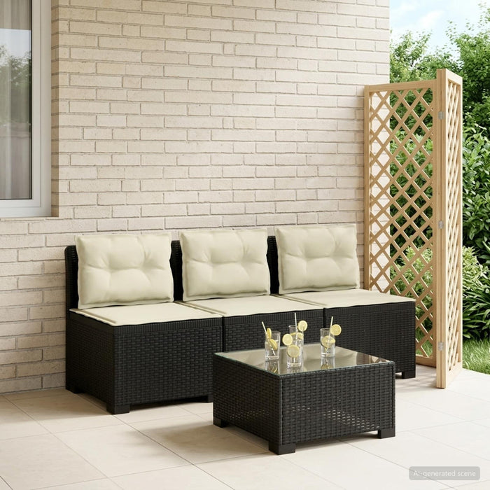 Sofa de grădină cu 3 locuri, cu perne, aspect de rattan PP WALTI