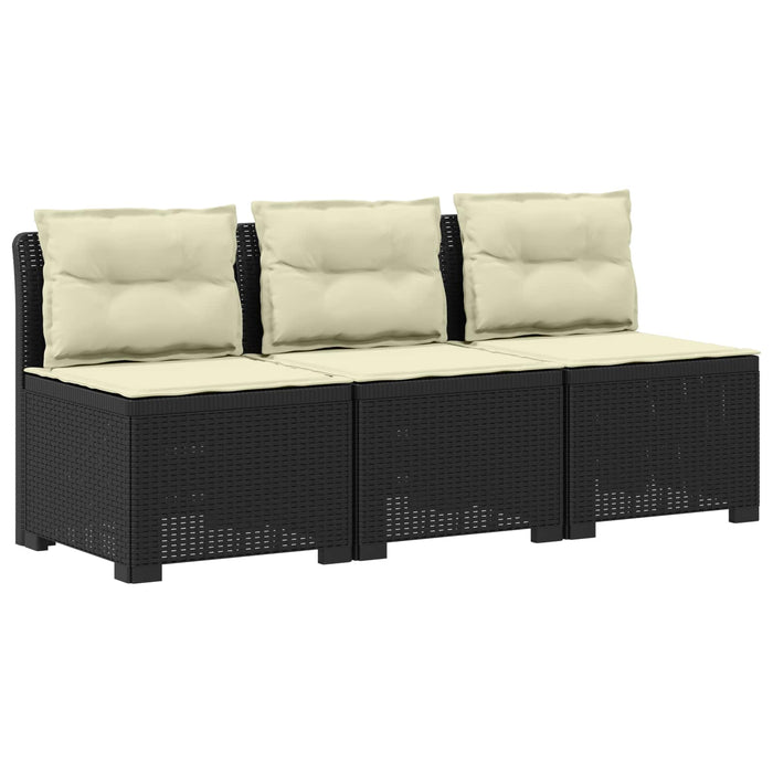 Sofa de grădină cu 3 locuri, cu perne, aspect de rattan PP WALTI